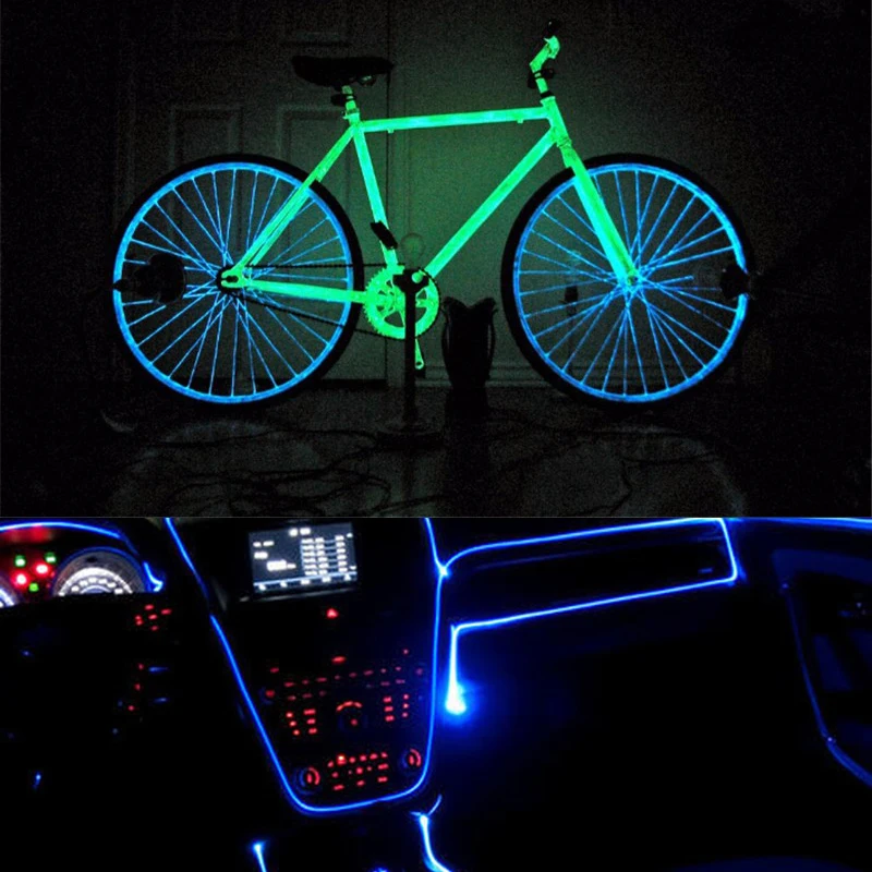 1m/3m/5m świecący podświetlany przewód kabel Neon LED święta, tańce imprezy DIY kostiumy ubrania świetlisty samochód dekoracja świetlna ubrania