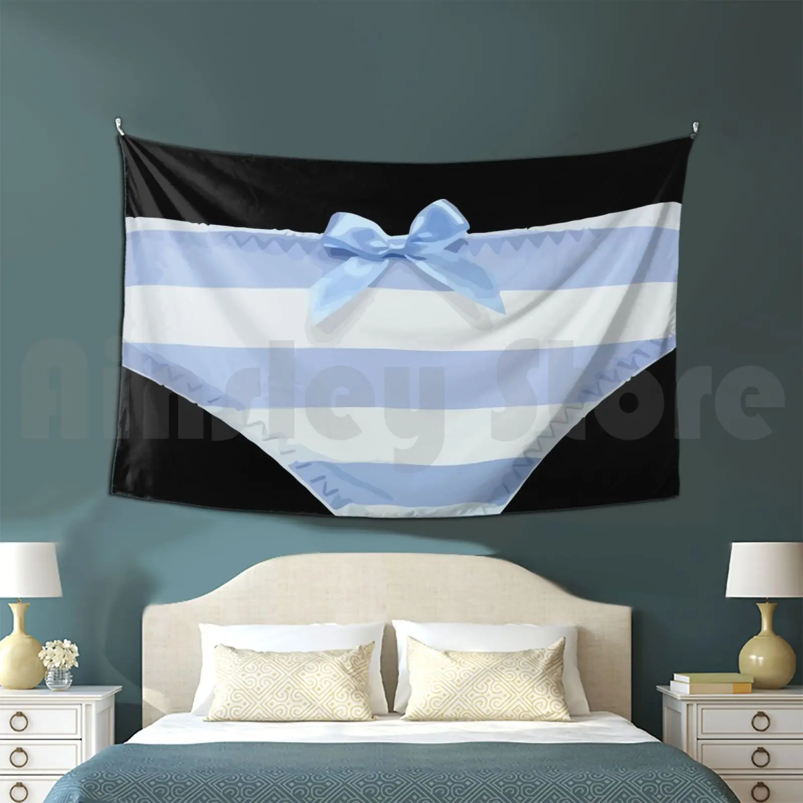 Kawaii Pantsu Panties Underware Blue Tapestry Living Room Bedroom Social Distancing Quarantine New Normal Pattern