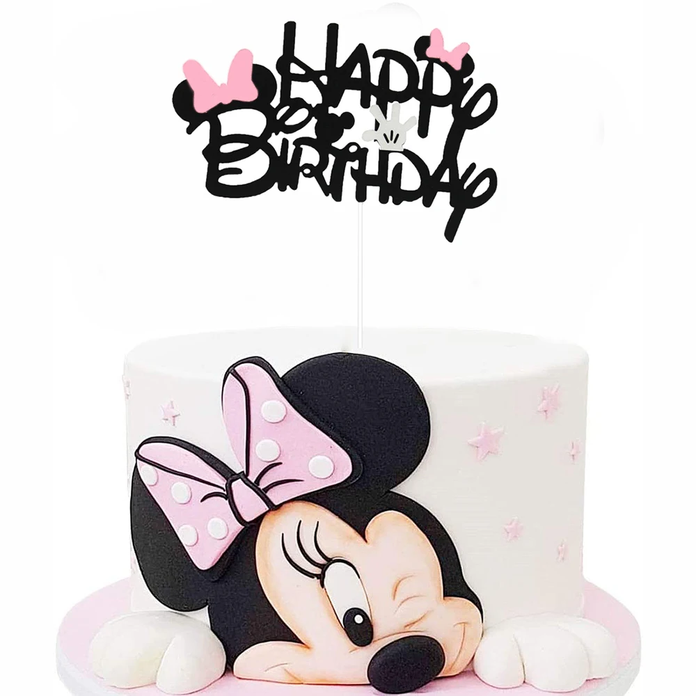 Minnie Mouse cake topper happy birthday party topper decor girl favor cake topper party decor baby girl birthday cake decor