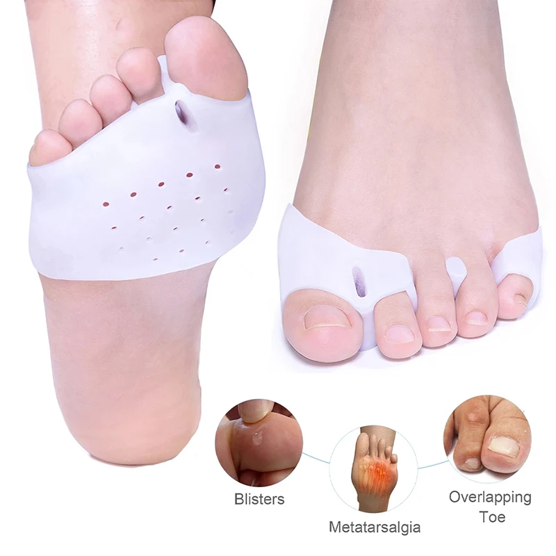 

2pcs Silicone Forefoot Pad Toe Separator For Calluses Corns Foot Pain Care Absorbs Bunion Correction Gel Insole Foot Protector