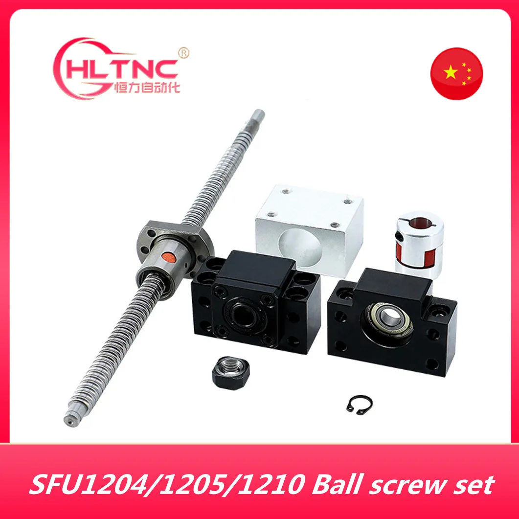 SFU1204 SFU1205 SFU1210 200 300 400 450 500 600mm rolled ball screw C7 with 1204 1205 1210 ball nut BK/BF10 end machined CNC