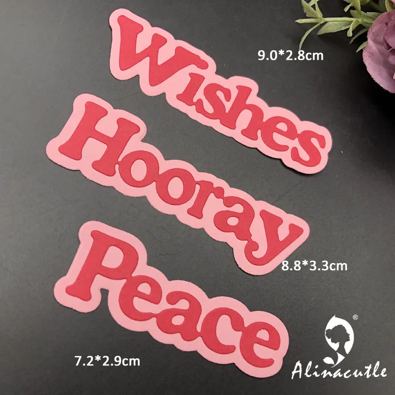 Alinacutle Metal Cutting Die Cut Letters Wishes Hooray Peace Scrapbooking Paper Craft Handmade Album Card Punch Art