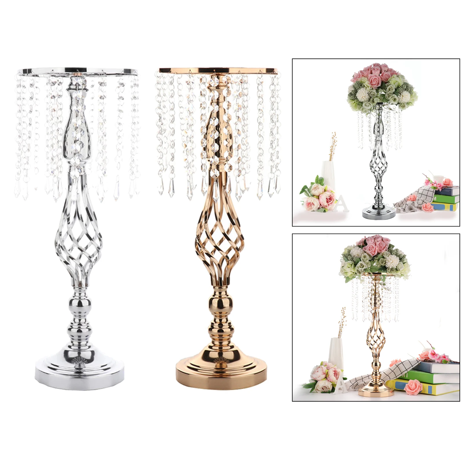 52cm Tall Crystal Candle Flower Holder Centerpiece Candle Holder Candlestick Road Lead Flowers for Wedding Table Party Decor