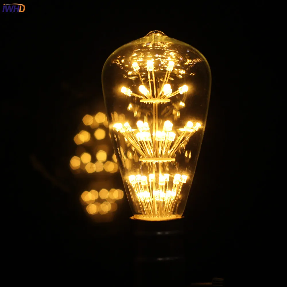 IWHD Bombillas Edison Bulb Retro Lamp 3W LED 110-220V Loft Industrial Decor E27 Lampara Vintage Lamp Light Bulb Ampul Gloeilamp