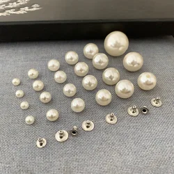 50 Sets 6mm~20mm Imitation Pearl Rivets Studs Round Rivet for DIY Leather Craft Bag Shoes Hat Clothes Wedding Decoration