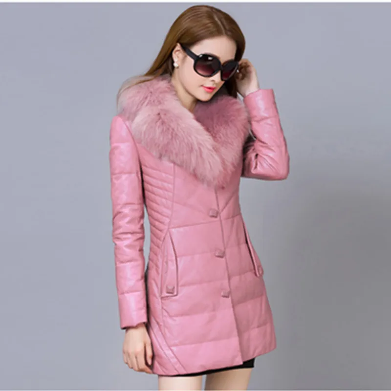 New Arrival Plus Szie 4XL Leather Jacket Women Coats Cotton-Padded Thick Faux Leather Jackets Large Fur LX378