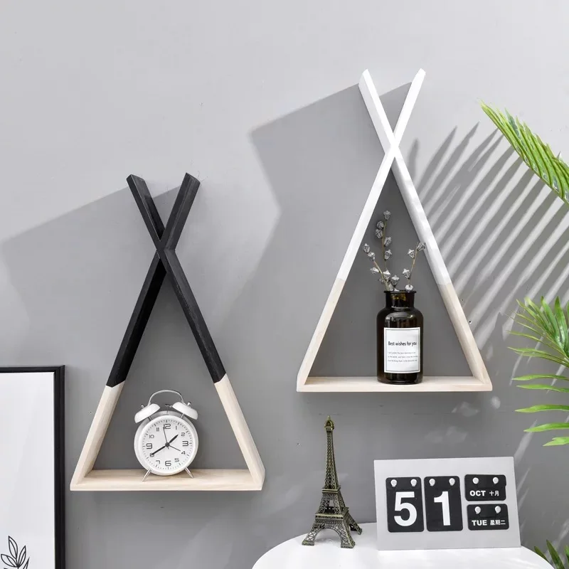 Creative triangle wall frame house display rack living room bedroom children's room decoration crafts storage rack CY52709