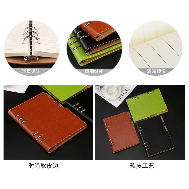 RuiZe Leather Note Book Diary A6 Binder Planner B5 A5 Spiral Botebook Agenda 2023 Hard Cover Business Office Notepad Gift