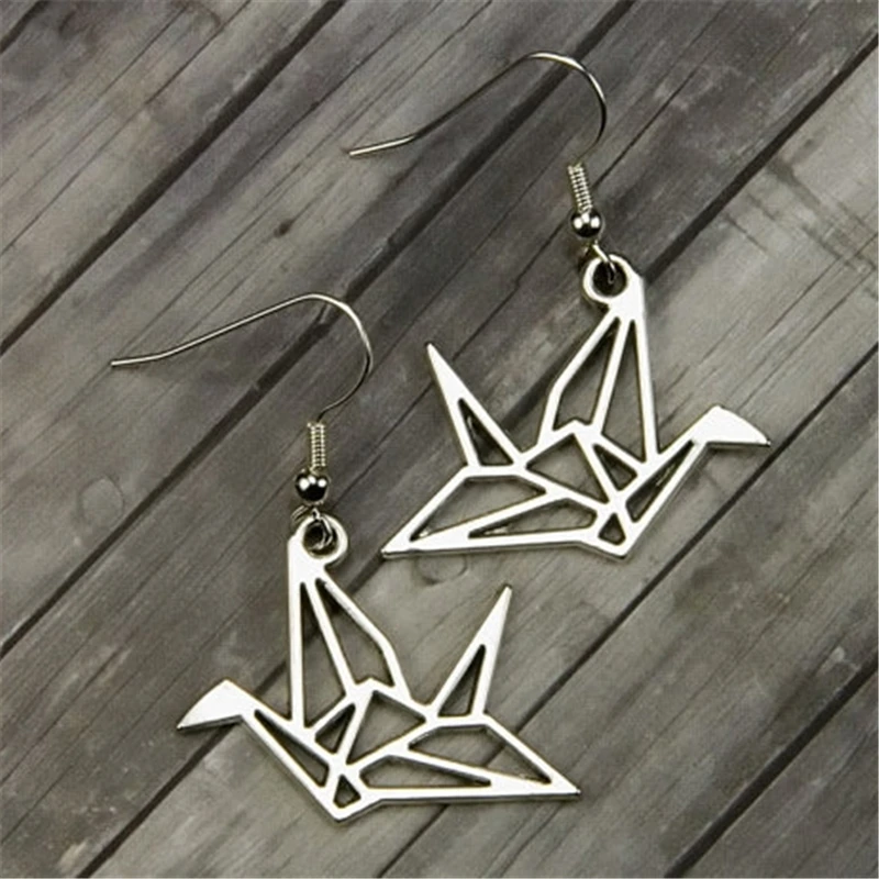 Origami Crane Earrings Crane Earrings Charm Earrings Bird Earrings Valentines Day Gift for Her Crane