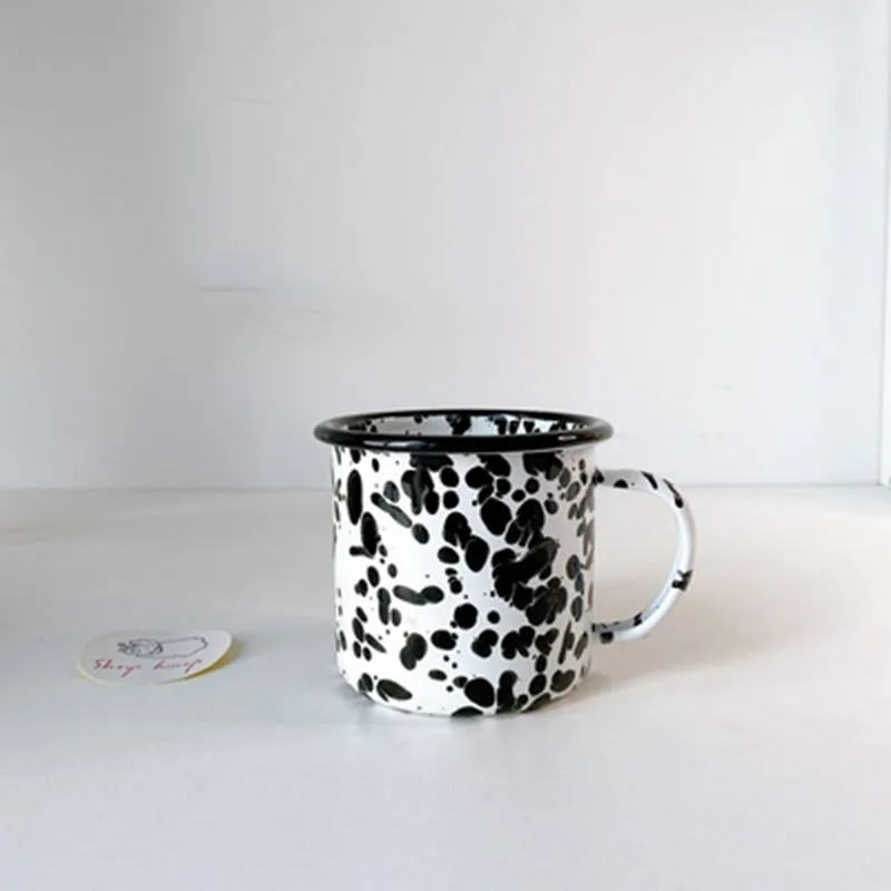 

Vintage Enamel Mug Nordic Coffee Cup Simple Splash Ink Cups Milk Cups For Home Enamel Coffee Cups Kitchen Accessories Кружка