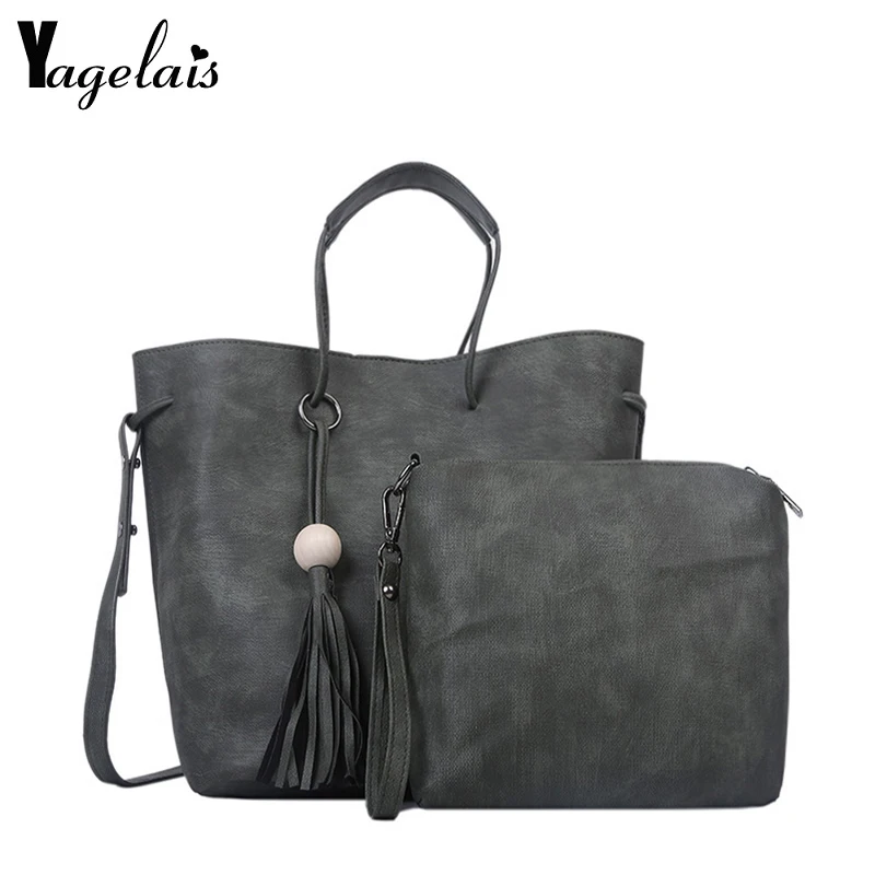 

2pcs/set Pu Leather Handbags Composite Messenger Women Large Capacity Totes Shoulder Bags Clutch Card Bags Dropshipping