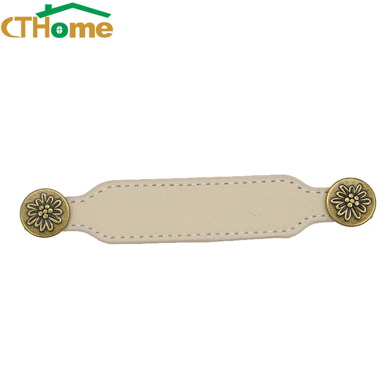 128mm Leather Kitchen Handles Nordic Drawer Cabinet Knobs and Wardrobe Handles Furniture Door Pulls Hardware