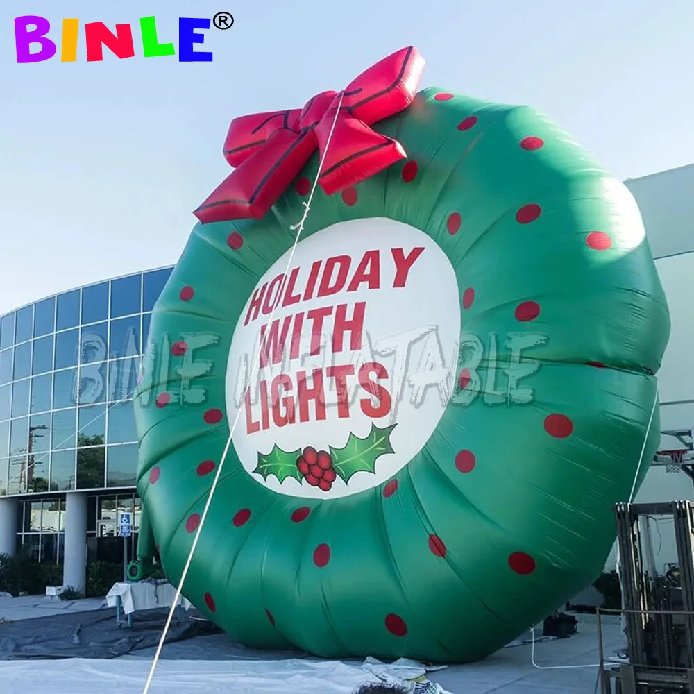 New style promotional giant artificial inflatable christmas wreath/garland with letterings for outdoor christmas decoration