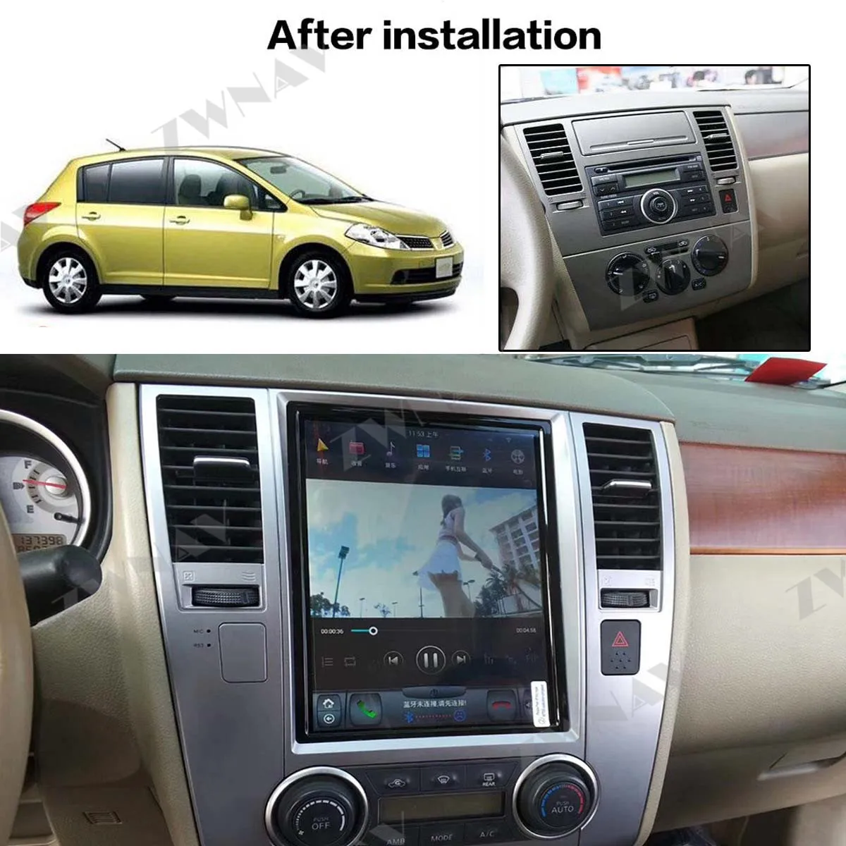 FOR Nissan Tiida Versa 2008-2011 Tesla Style Android 9.0 Big screen car multimedia player gps device radio stereo wifi head unit