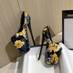 Fashion Catwalk Shows 22cm Pumps Platform Women shoes 20cm Ultra High Thin heels Bridal zapatos mujer Steel Pipe Dance Stilettos