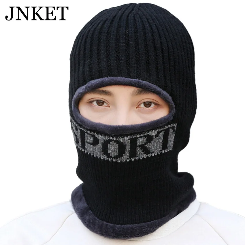 

JNKET Casual Men Winter Neck Warmer Knitted Hat Outdoor Cycling Cap Scarf Elastic Knitted Hat Bonnet