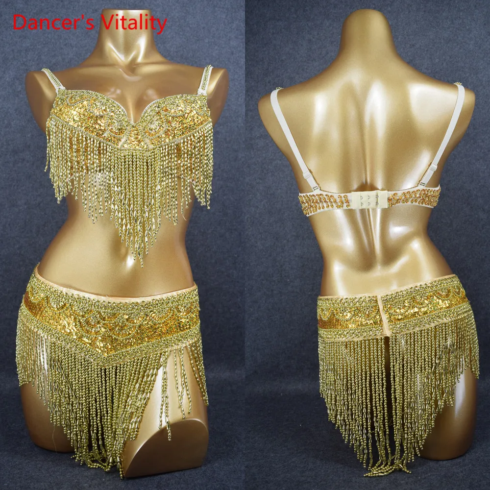 Luxury Beaded Women\'s Belly Dance Costume Bra+Belt 2pcs/Set For Ladies Stage Performance Clothing Competition Dancwear