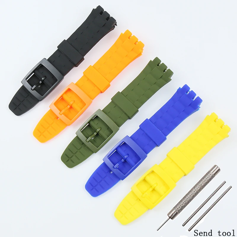 Watch Accessories Silicone Strap Pin Buckle for Swatch 21mm suuk400 suuw100 Diving Men\'s and Women\'s Rubber Sports Strap