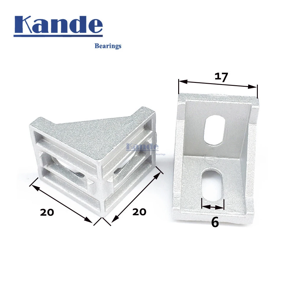 KANDE 10pcs 2020 corner fitting angle aluminum 20 x 20 x17 connector bracket fastener match EU 2020 industrial aluminum profile