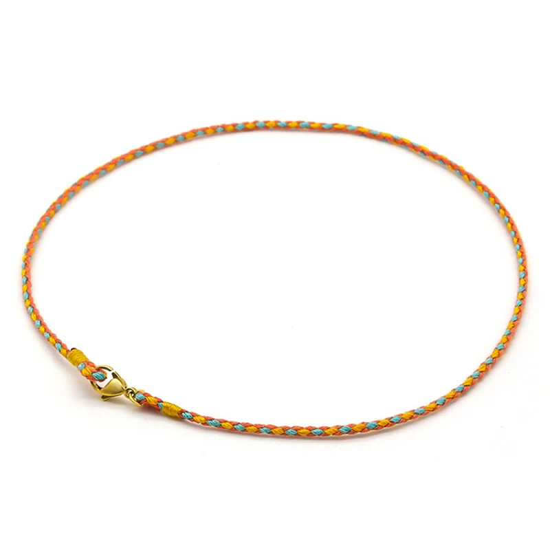 2 mm Colorful Cotton Handmade Braided Rope Necklaces & Pendant Charms Findings Lobster Clasp String Cord for Children Woman 40cm