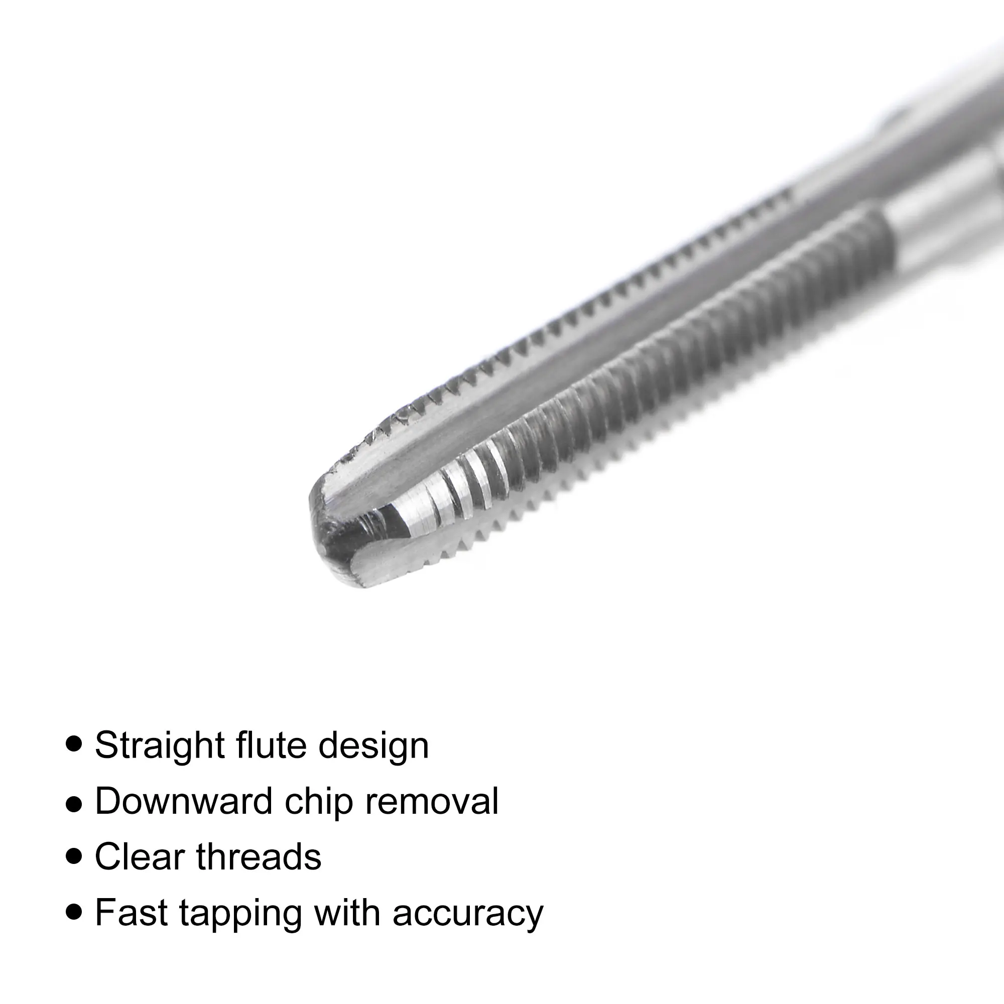 Uxcell Thread Milling Threading Tap M2.5 X 0.45, Mesin Tangan Metrik Kiri HSS (Baja Kecepatan Tinggi) Uncoated 3 Flute Lurus