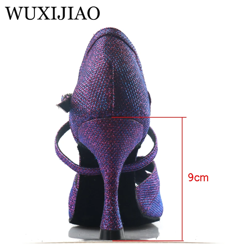 purple star glitter material women\'s dance shoes Latin salsa boots Patty national standard dance shoes women\'s shoes