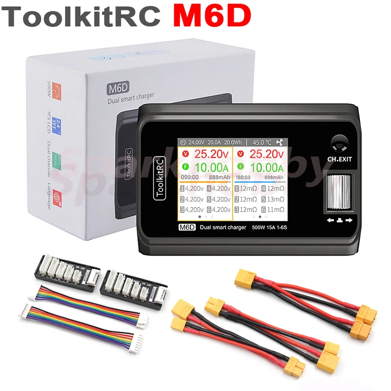 

1PC New ToolkitRC M6D MINI Smart Charger DC Dual-Channel 250Wx2 15A Output 2-6s High power balance charger for RC battery ACCS