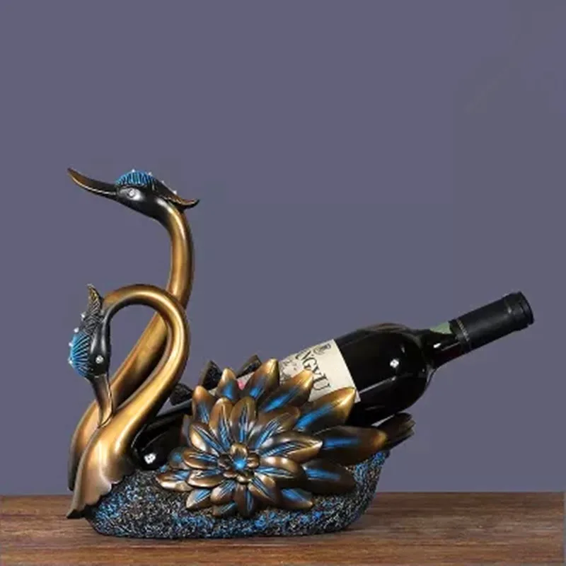 Sales Elegant Swan Red Wine Rack European Style Retro Colophony Crafts Wine Cabinet Decoration G1761