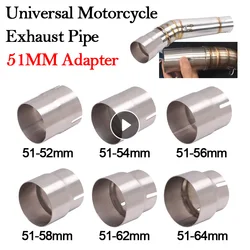 Universal aço inoxidável Exhaust Adapter, Escape Reducer, Conexão Link Pipe, carro e motocicleta, 51mm, 52mm, 54mm, 56mm, 58mm, 62mm, 64mm