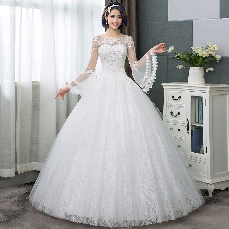 Wedding Dress Lace Up Princess Dream ชุดแต่งงานเจ้าสาวชุดแขนยาว Gowns