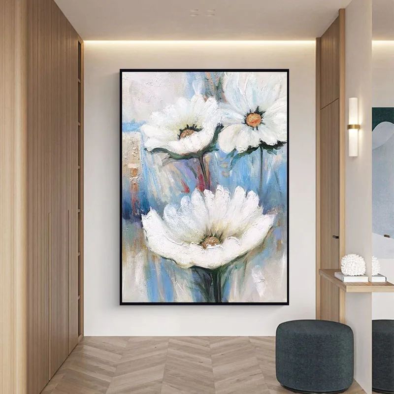 

Hand Painted Abstract Flower Art Oil Painting On Canvas Wall Art Frameless Picture Decoration For Living Room Home Decor Gift