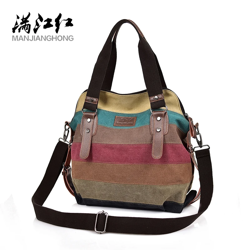 bolsa de lona casual para mulheres listra patchwork arco iris grandes bolsas de ombro alca superior bolsas transversais femininas tamanhos moda 01