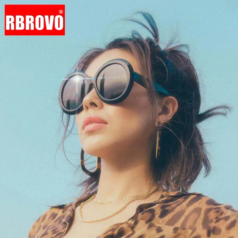 RBROVO 2023 Large Frame Round Sunglasses Women/Men  Eyeglasses Street Beat Shopping Classic Plastic Oculos De Sol Gafas UV400