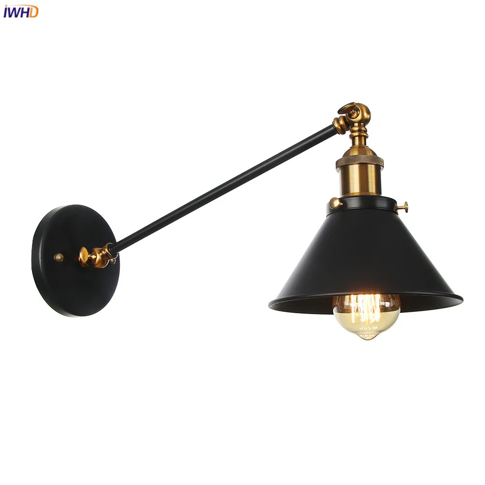 

IWHD Single Arm Retro Wall Light Up And Down Bedroom Stair Loft Industrial Decor Vintage Wall Lamp Sconce LED Aplique Pared