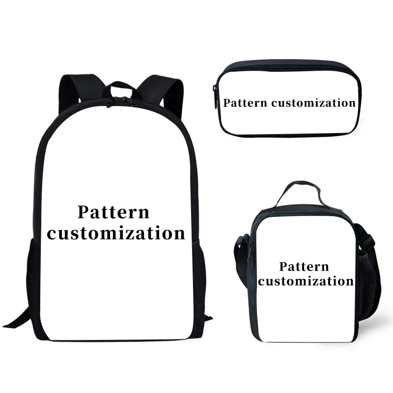 Large-capacity Daily Student Bag Color Pet Pattern Custom Zipper Backpack Diagonal Bag Pen Bag Three-piece Set Pet Lovers