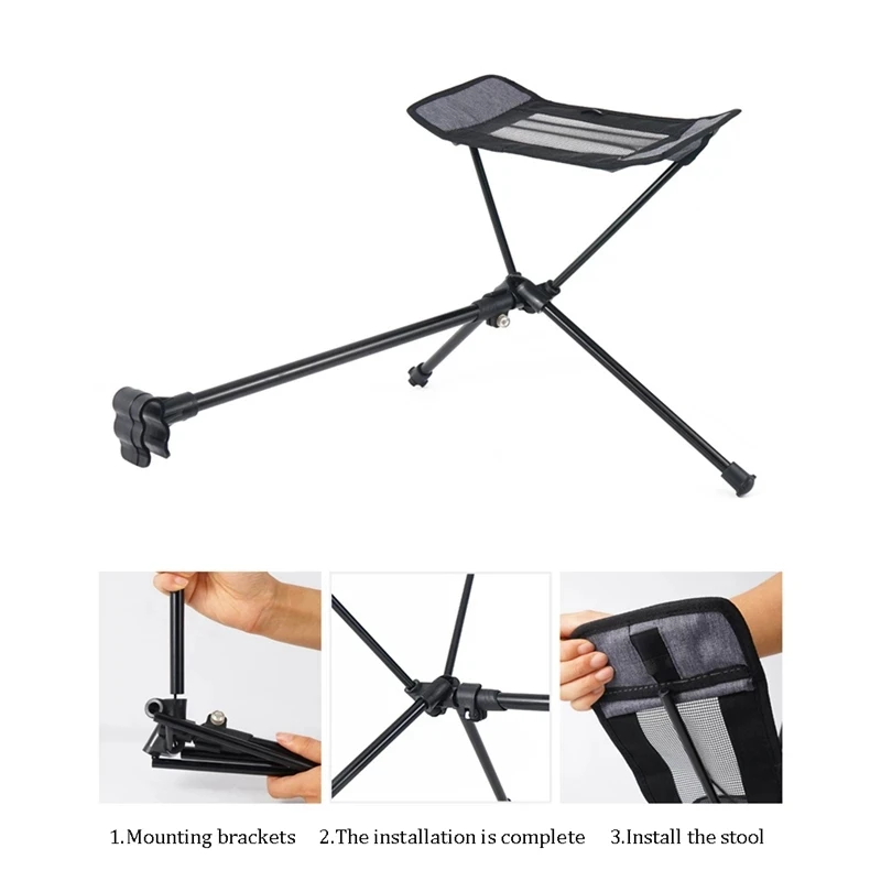 Portable Stool Collapsible Footstool For Outdoor Beach Camping Folding Chair Fishing BBQ Camping Chair Foot Recliner Foot Rest