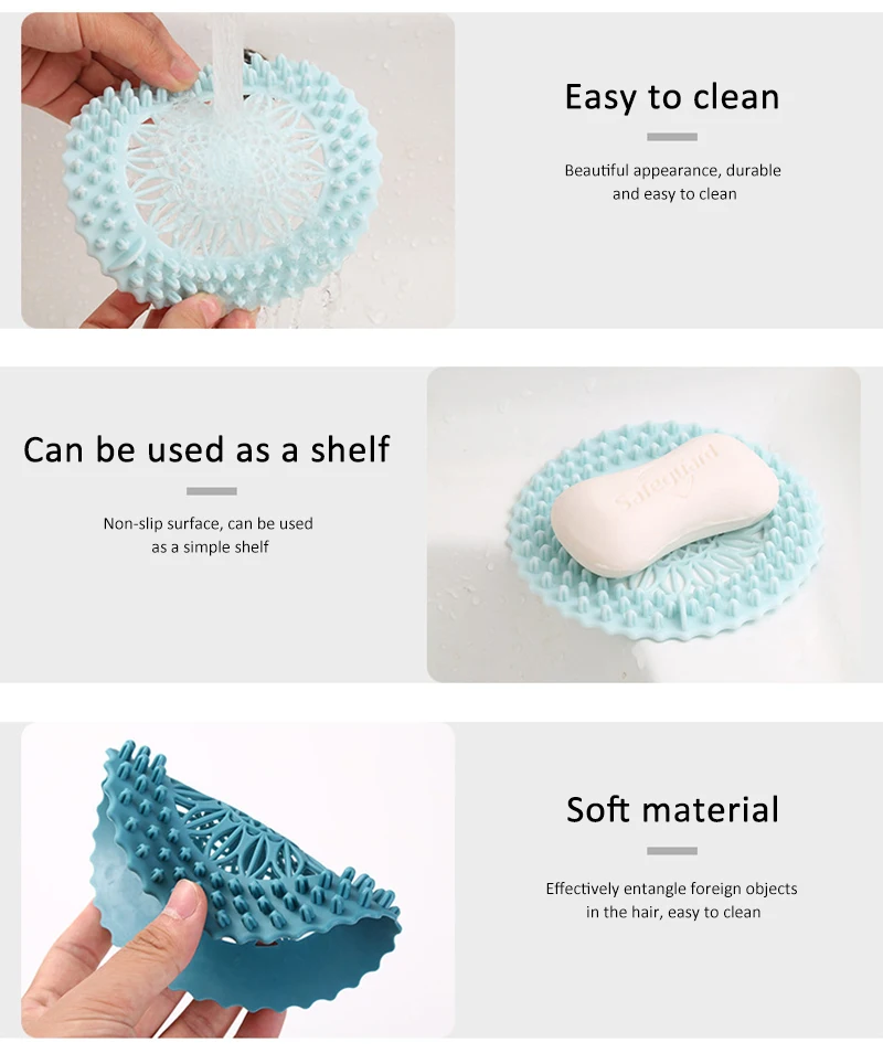 Sink Anti-blocking Floor Drain Cover Shower Drain Strainers Bathtub Stopper Silicone Sink Cover Hair Catchers Bathroom Filter