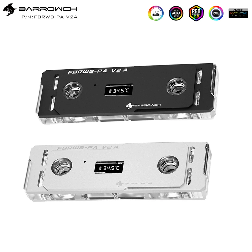 

Barrowch RAM Water Block With Display Kits 4 Vest Multi-mode Digital Memory Module Cooling Block Cooler Silver Black FBRWB-PA V3