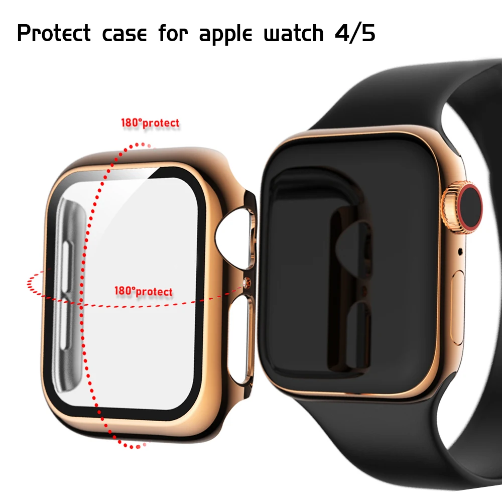 Szkło+Case Pełna pokrywa do Apple Watch Series 8/7 41mm 45mm iWatch 321 42mm 38mm Apple Watch SE654 44mm 40mm Etui ochronne