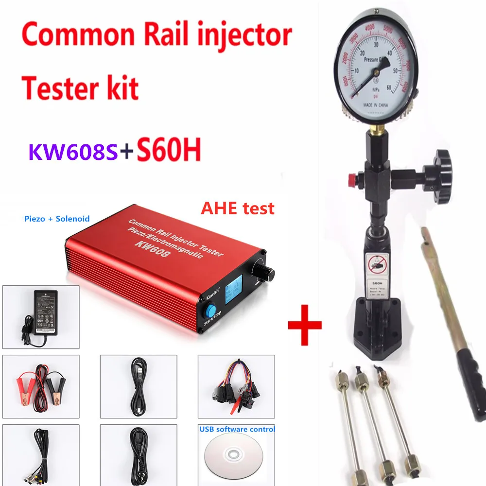 Tester wtryskiwaczy Common rail aktualizacja KW608 wielofunkcyjny tester wtryskiwaczy diesel USB i tester dysz wtryskiwaczy Common Rail S60H