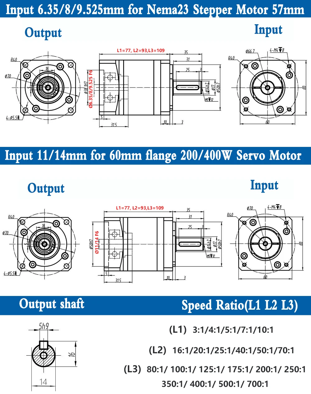 Imagem -06 - Relação Planetária da Caixa de Engrenagens Nema23 10 1100 para 60 mm 200w 400 Servo Motor Redutor Redutor Redutor Redutor Redutor Redutor Redutor Redutor Redutor Redutor Cnc Kit 57 mm