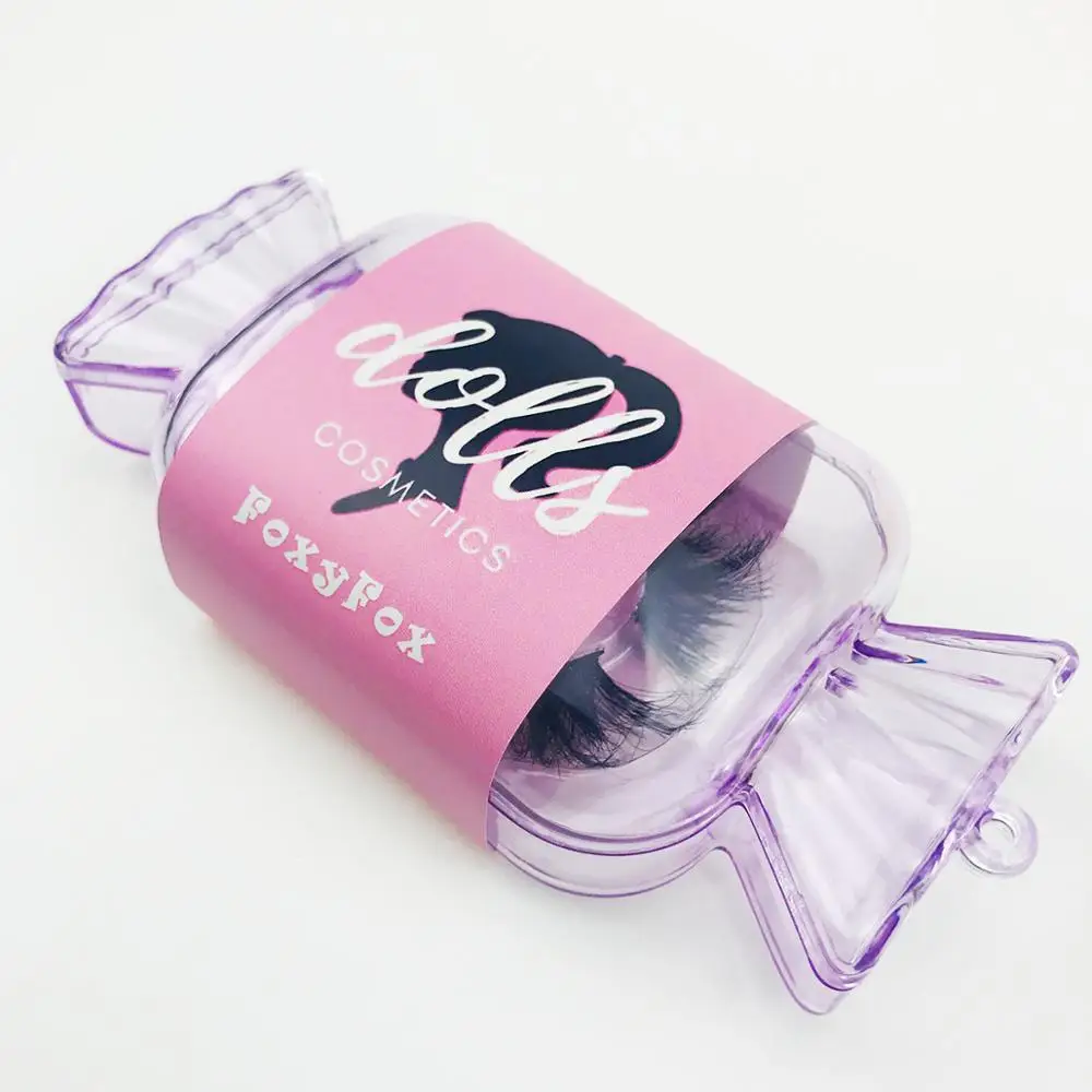 Lash Box Sleeve Wholesale False Eyelash Packaging Box Bulk Custom Logo Candy Shape Empty Acrylic Lash Package Case