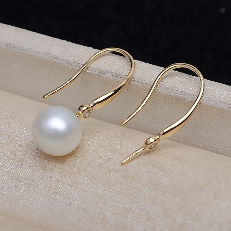 18K Gold AU750 Earrings Mountings Findings Mounts Base Jewelry Settings Accessories Part for Pearls Jade Agate Coral Crystal