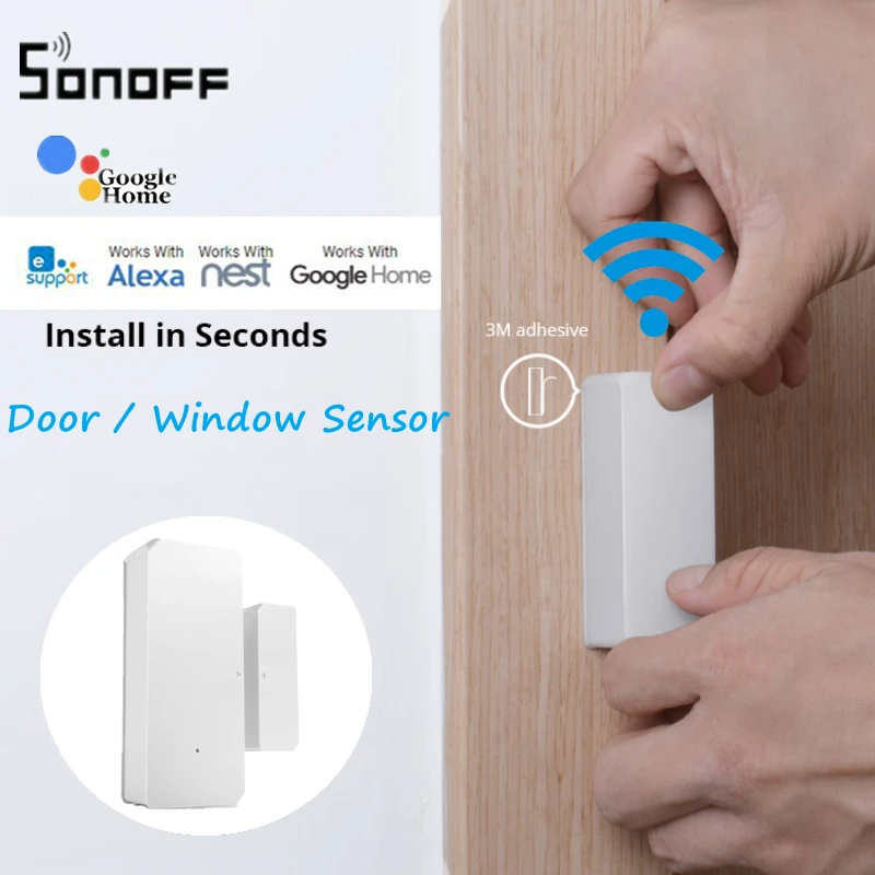 SONOFF DW2 WiFi Door Sensor Window Human Detector Home Security Lock Alarm Via eWeLink Control With Alexa Google Home