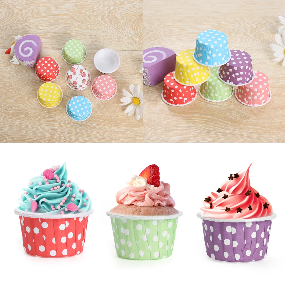 100Pcs Muffin Cupcake Dot Paper Grease-proof Liners Baking Case Mold Decorate Wrapper Cook Supplies