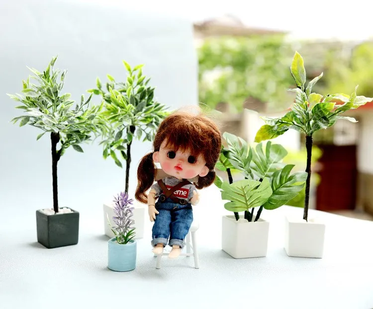 0.48 inch Dollhouse Plant Tree For Garden Display Miniature 1:6,1:12,1:8 Ob11 Doll Toy Scene Accessories