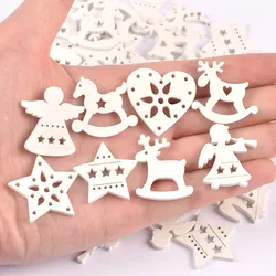 50pcs 26-30mm Wood Crafts white angels/stars/wood horse DIY Scrapbooking For Wooden Ornament Home Decoration Sewing Accessories