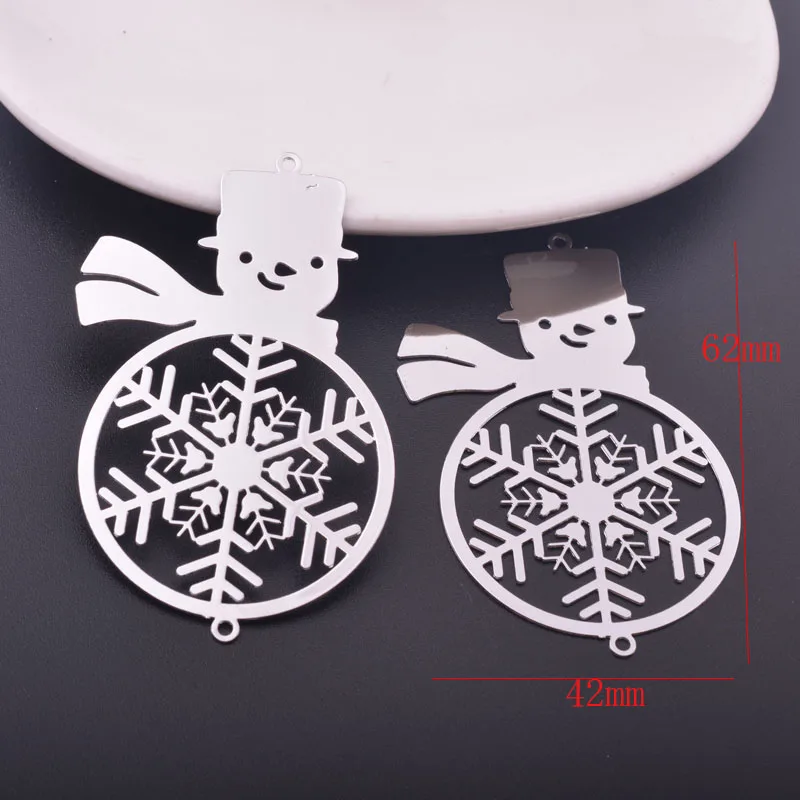 10 Stück 62*42mm Hochwertige Weihnachts-Schneemann-Verbindungsstücke Große Anhänger Rhodium-beschichtet Schmuckanhänger Sonnenfänger-Zubehör – Detail 3