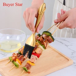 Gold Oil Brushes Stainless Steel Barbecue Silicone brush Pastry Brushes BBQ Cake Pastry Cooking ware Kitchen Gadgets