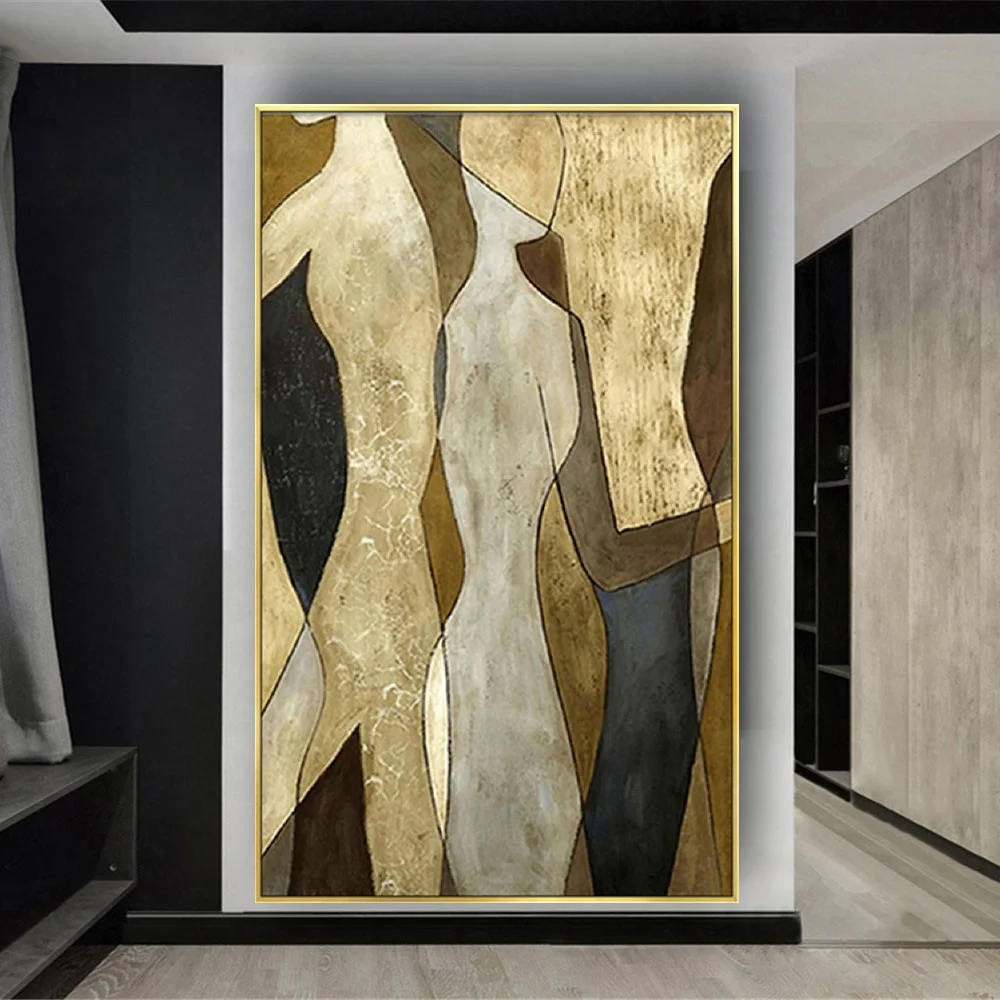 100% Handmade Abstract Figure Oil Painting On Canvas Modern Gold Leaf Poster The Body Art Cuadros Home Decor Photo Wall Picture